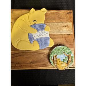 Vtg Treasure Craft Classic Winnie the Pooh Hunny Pot & Tree Scene Rare Set Wall